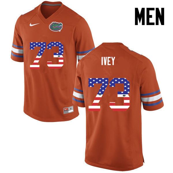 Men Florida Gators #73 Martez Ivey College Football USA Flag Fashion Jerseys-Orange